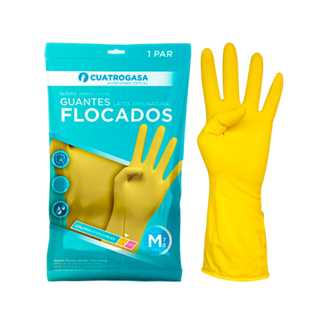 Luva em Latex Flocado Amarela