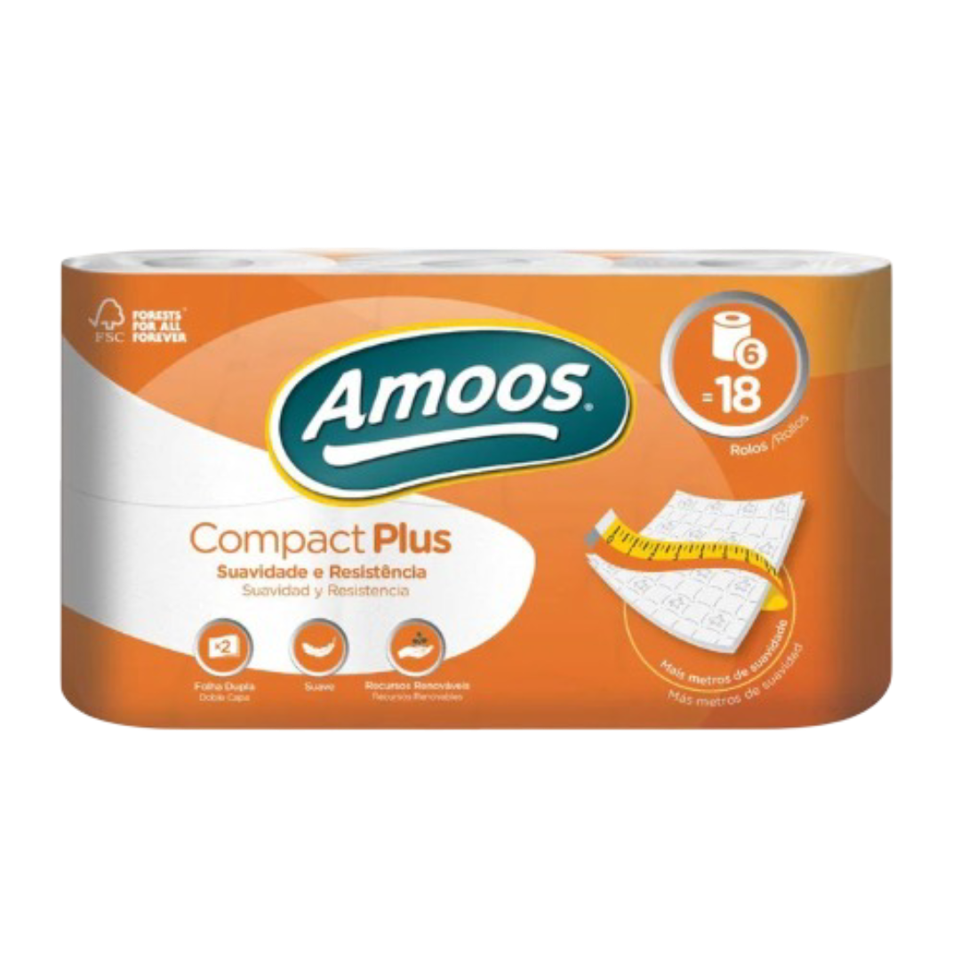 Papel Higiénico Ammos Compact Plus, 2 Folhas - 48m